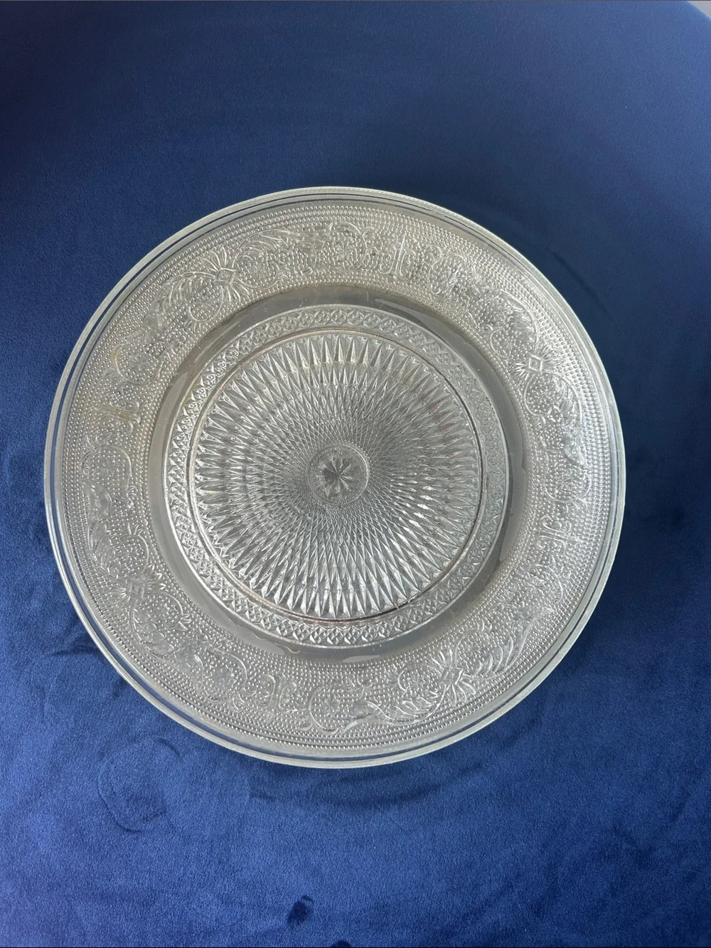 Clear Pressed Glass Serving Platter - Decorative Vintage-Inspired Design